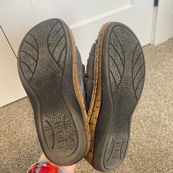 VOLKS WALKERS Slides Grey Wedged Leather Sandals Wedges Size EU 38 / Size US 8.5 - Picture 5 of 9